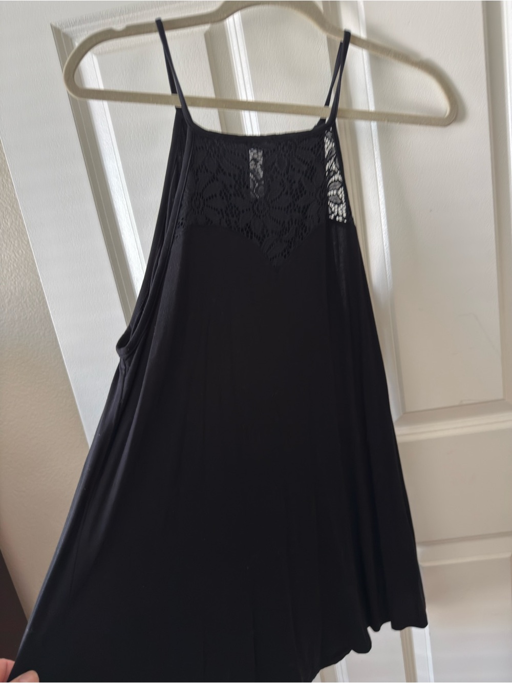 Zenana Outfitters Black Lace Yoke Spaghetti Strap Camisole